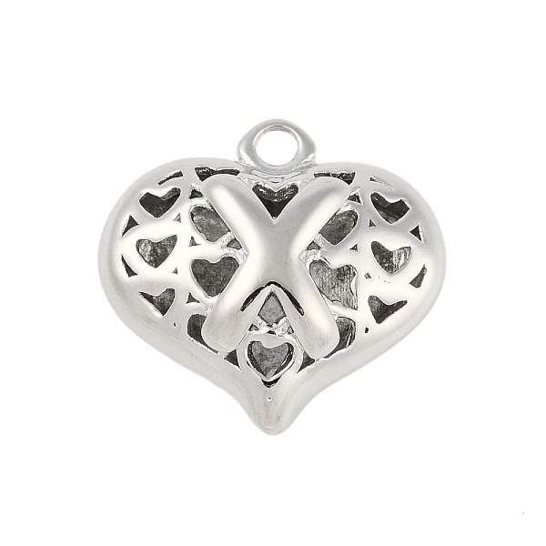 

PandaHall Hollow Brass Pendants for Valentine's Day, Heart with Letter, Real Platinum Plated, Letter X, 25x26x13mm, Hole: 2.5mm Brass Letter...