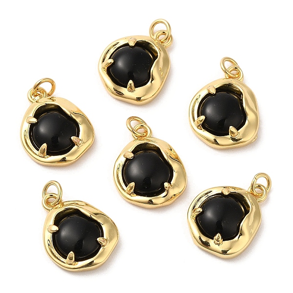 

PandaHall Natural Black Agate Nuggets Charms, with Rack Plating Brass Findings and Jump Ring, Cadmium Free & Lead Free, Real 18K Gold Plated...