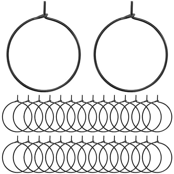 

PandaHall SUNNYCLUE 50Pcs 316L Surgical Stainless Steel Hoop Earring Findings, Wine Glass Charms Rings, Electrophoresis Black, 21x0.7mm, 21...