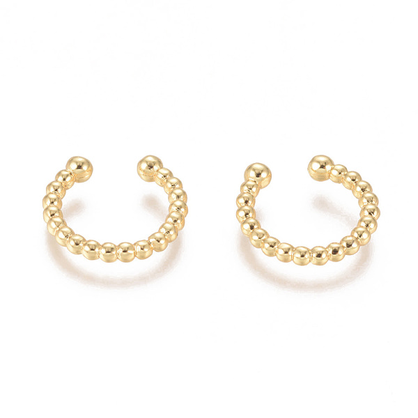 

PandaHall Brass Cuff Earrings, Long-Lasting Plated, Golden, 14x1.8~2.7mm Brass