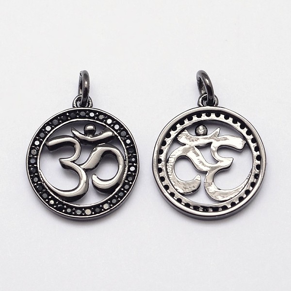 

PandaHall Flat Round Brass Micro Pave Grade AAA Cubic Zirconia Pendants, Cadmium Free & Nickel Free & Lead Free, Gunmetal, 17x15x2mm, Hole...