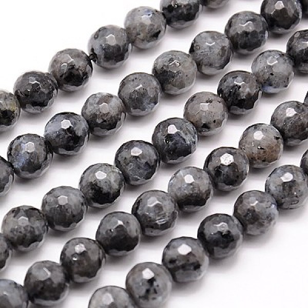 Brins de perles de larvikite naturelles