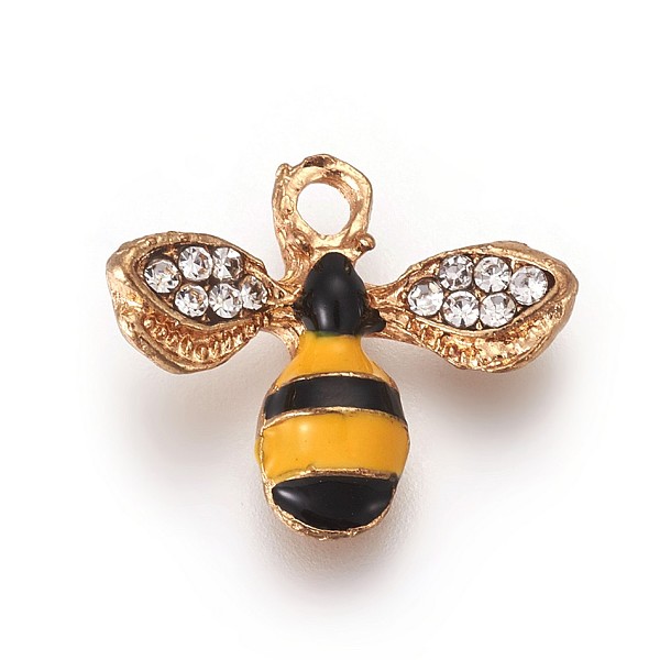 

PandaHall Alloy Enamel Pendants, with Rhinestone, Bees, Colorful, Crystal, Light Gold, 14x17x4mm, Hole: 1.8mm Alloy Rhinestone+Enamel Bees..., Clear