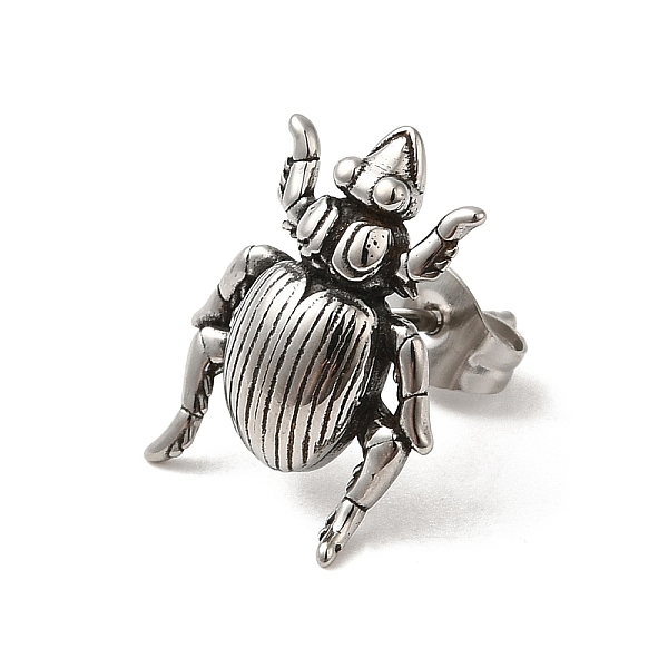

PandaHall 304 Stainless Steel Stud Earrings, Barbell Cartilage Earrings, Antique Silver, Beetle, 16x12mm 304 Stainless Steel Beetle