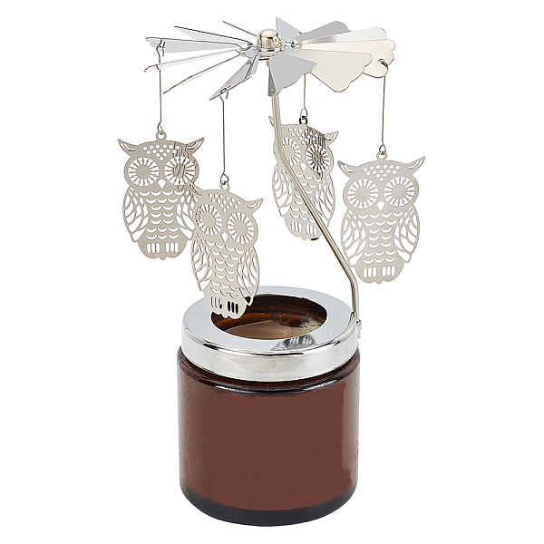

PandaHall OLYCRAFT Rotary Candle Holder Owl Spinning Candle Holder Silver Metal Spinning Windmill Candlestick Candle Tea Light Holder for...