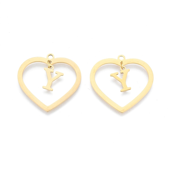 

PandaHall 201 Stainless Steel Pendants, Hollow, Heart with Letter A~Z, Real 18K Gold Plated, Letter.Y, 29x29.5x1mm, Hole: 2mm, A~Z...