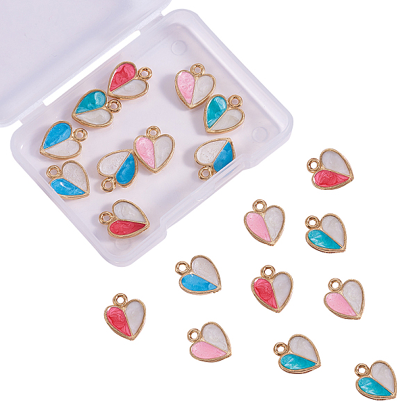 

PandaHall Alloy Enamel Pendants, Cadmium Free & Lead Free, Two Tone, Heart, Light Gold, Mixed Color, 15x12x2.5mm, Hole: 1.5mm, 4 colors..., Multicolor