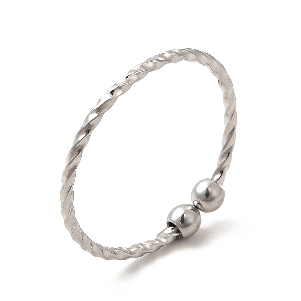 

PandaHall 304 Stainless Steel Beaded Open Cuff Ring for Women, Stainless Steel Color, US Size 7 1/4(17.5mm) 304 Stainless Steel