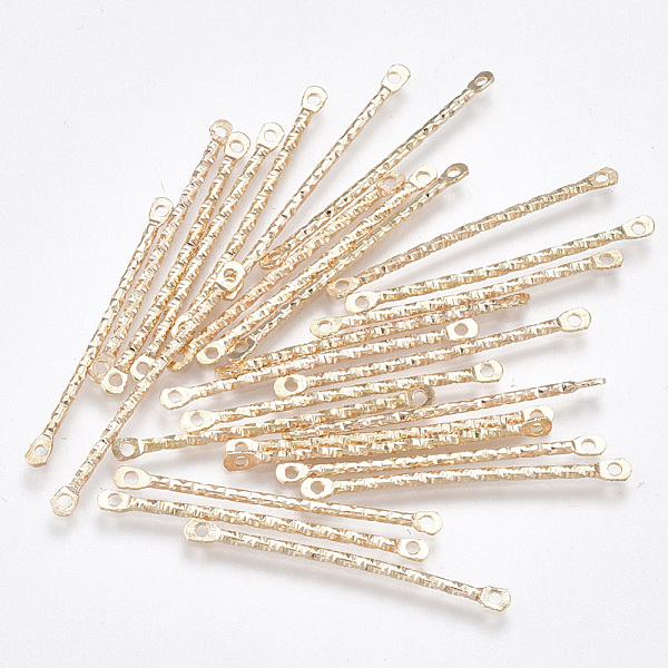 

PandaHall Iron Bar Links connectors, for Jewelry DIY Craft Making, Nickel Free, Textured, Light Gold, 30x2x1.2mm, Hole: 1mm Iron Others