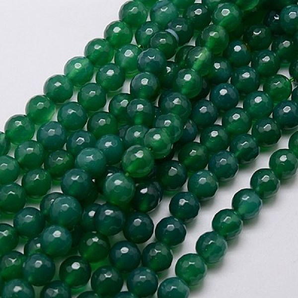 

PandaHall Natural Green Onyx Agate Beads Strands, Green Onyx, Faceted, Dyed, Round, Sea Green, 8mm, Hole: 1mm, about 48pcs/strand, 15 inch...