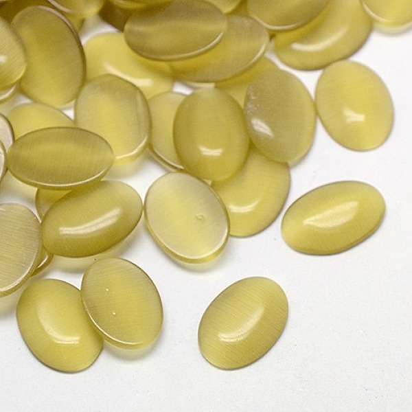 

PandaHall Cat Eye Cabochons, Oval, Light Khaki, 40x30x6.5mm Glass Oval
