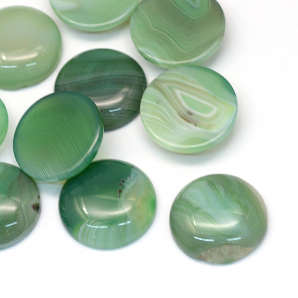 

PandaHall Dyed Natural Striped Agate/Banded Agate Cabochons, Half Round/Dome, Dark Sea Green, 24~25x6~7mm Banded Agate Half Round Green