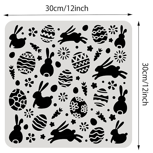 

PandaHall BENECREAT 12x12inch Easter Rabbit Stencil Sheet, Easter Egg Carrot Firework Pattern Plastic Painting Template for DIY...
