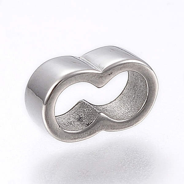 PandaHall 304 Stainless Steel Slide Charms/Slider Beads, For Leather Cord Bracelets Making, Oval, Stainless Steel Color, 10x6x3.5mm, Hole...