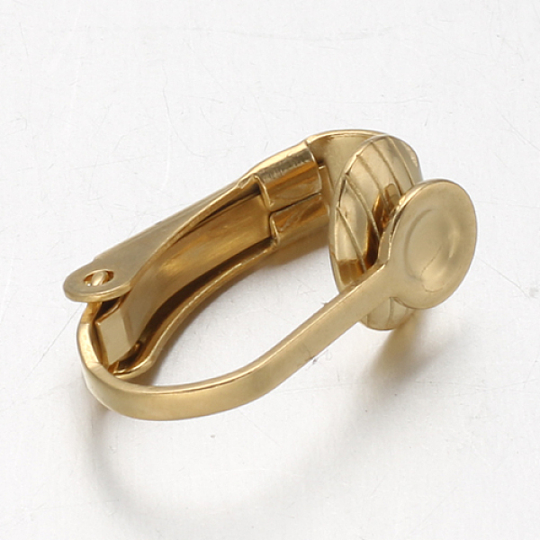 

PandaHall Ion Plating(IP) 304 Stainless Steel Clip-on Earring Findings, Golden, 16x7.5x10mm 304 Stainless Steel