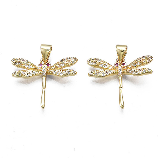 

PandaHall Brass Micro Pave Cubic Zirconia Pendants, with Real 18K Gold Plated Brass Findings, Nickel Free, Autumn Pendants, Dragonfly, Clear...