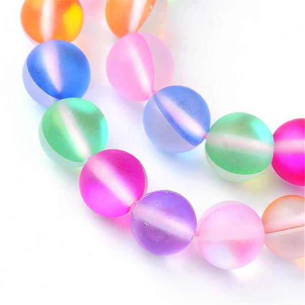 

PandaHall Synthetic Moonstone Beads Strands, Holographic Beads, Dyed, Frosted, Round, Colorful, 12mm, Hole: 1mm, about 30~32pcs/strand...