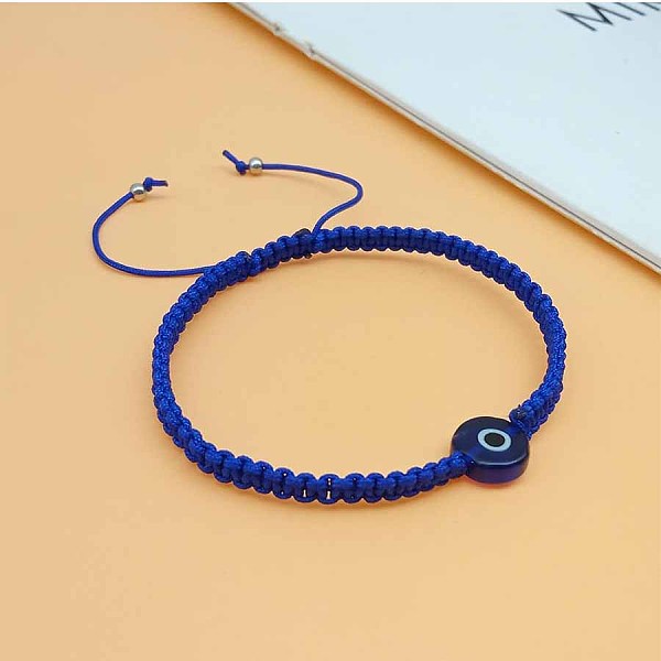 

PandaHall Woven bracelet with blue eyes, fashionable and minimalist palm bracelet, women's artistic adjustable bracelet Fibre