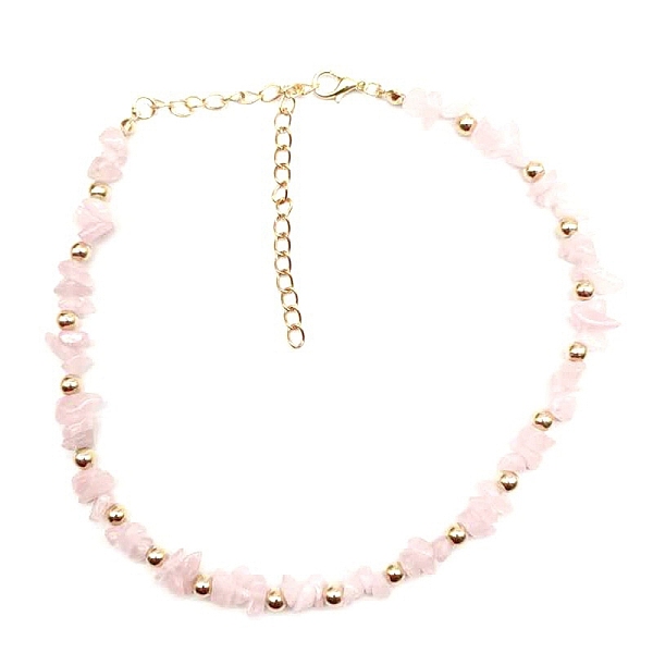 

PandaHall Natural Rose Quartz Chip Beaaded Necklaces, 12.20 inch(31cm) Rose Quartz Chip