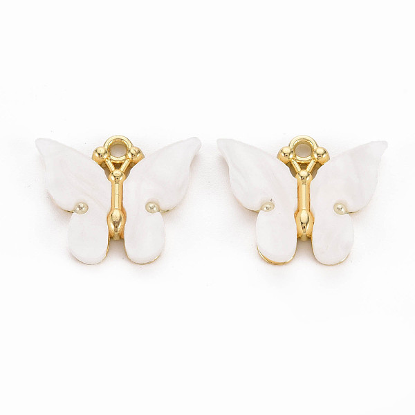 

PandaHall Rack Plating Alloy Pendants, with Acrylic, Cadmium Free & Lead Free, Light Gold, Butterfly, White, 18.5x22.5x3mm, Hole: 2mm...