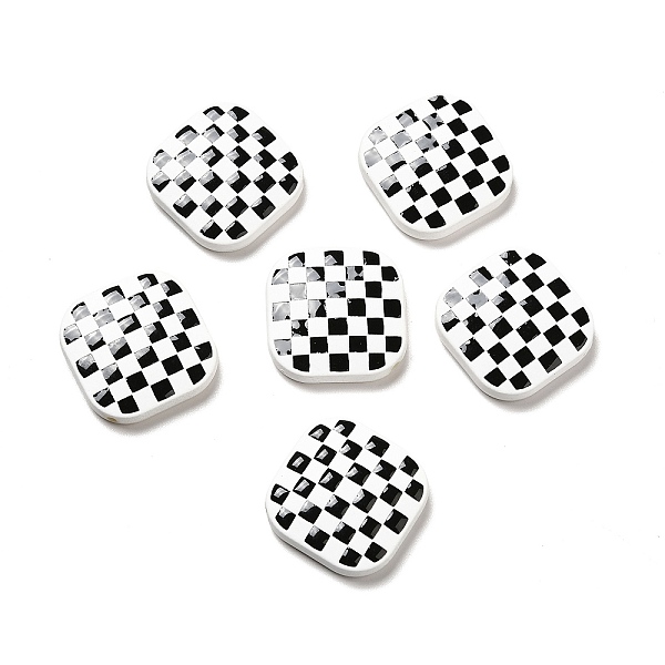 

PandaHall Opaque Acrylic Beads, with Enamel, Rhombus with Tartan Pattern, White, 24.5x25x5mm, Hole: 1.6mm Acrylic Rhombus White