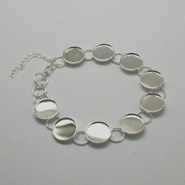 

PandaHall Brass Bracelet Making, Bracelet Blanks, Platinum Color, 210mm, Tray: 14mm Brass