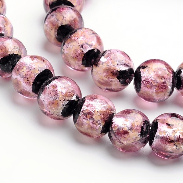 

PandaHall Glow in the Dark Luminous Style Handmade Silver Foil Glass Round Beads, Thistle, 8mm, Hole: 1mm Silver Foil Round Purple