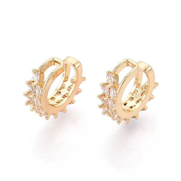 Brass Micro Pave Clear Cubic Zirconia Cuff Earrings