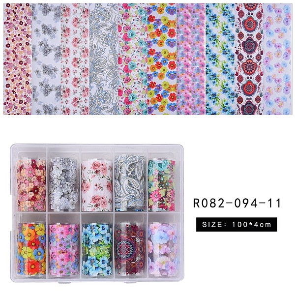 

PandaHall Nail Art Transfer Stickers, Nail Decals, DIY Nail Tips Decoration for Women, Mixed Color, Flower Pattern, 100x4cm, 10sheets/box..., Multicolor