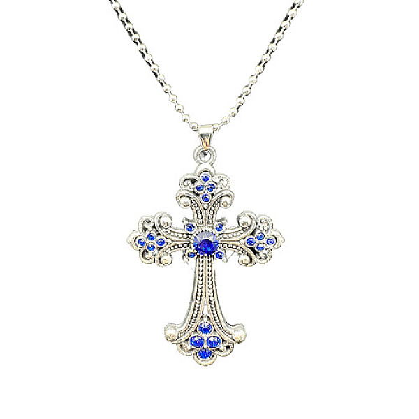 

PandaHall Alloy Pendant Necklaces, Cross fleury, Medium Blue, 19.69 inch(50cm) Acrylic Cross