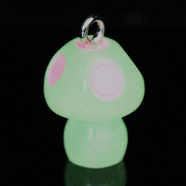 

PandaHall Spray Painted Luminous Resin Pendants, Mushroom Charm, with Glitter Powder and Platinum Tone Iron Loops, Pearl Pink, 21.5x13.5mm...