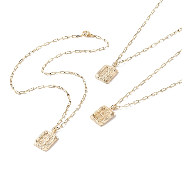 

PandaHall Brass Rectangle with Initial Letter Pendant Necklace with Paperclip Chains for Men Women, Golden, Mixed Patterns, 17.72 inch(45cm)...