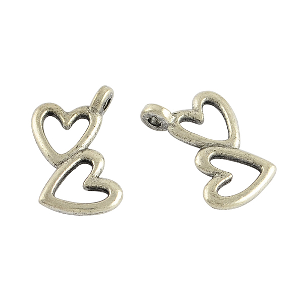 

PandaHall Tibetan Style Alloy Pendants, Heart to Heart, Cadmium Free & Lead Free, Antique Silver, 18x15x2mm, Hole: 1.5mm Alloy Heart