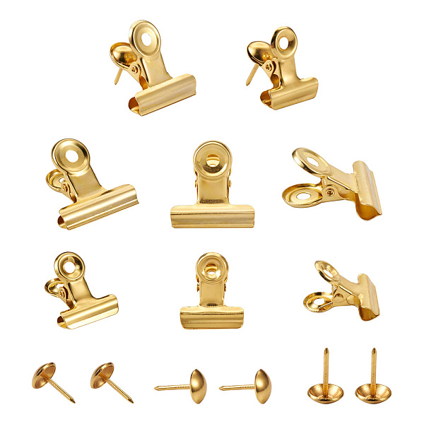 

PandaHall Iron Clips and Round Head Drawing Pins, Golden, 40sets Iron