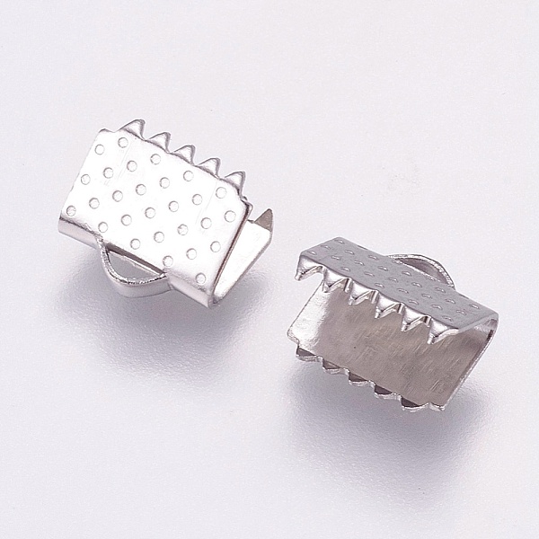 

PandaHall 304 Stainless Steel Ribbon Crimp Ends, Stainless Steel Color, 7x8.5mm, Hole: 1x3mm 304 Stainless Steel