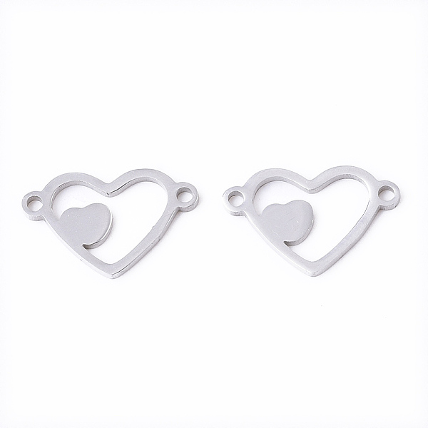 

PandaHall 201 Stainless Steel Links connectors, Laser Cut, Heart, Stainless Steel Color, 9.5x15x1mm, Hole: 1.2mm 201 Stainless Steel Heart