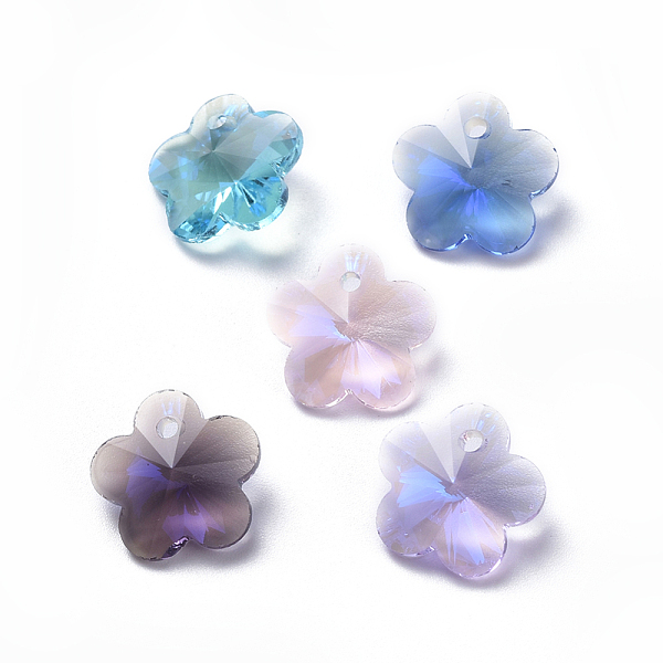 

PandaHall Glass Rhinestone Charms, Faceted, Plum Blossom, Mixed Color, 11.5x12x5.5mm, Hole: 1.4mm Glass Flower Multicolor