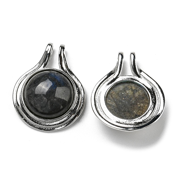 

PandaHall Natural Labradorite Pendants, with Brass Findings, Cadmium Free & Lead Free, Flat round, Platinum, 28~28.5x22x7.5mm, Hole: 4X2.5mm...