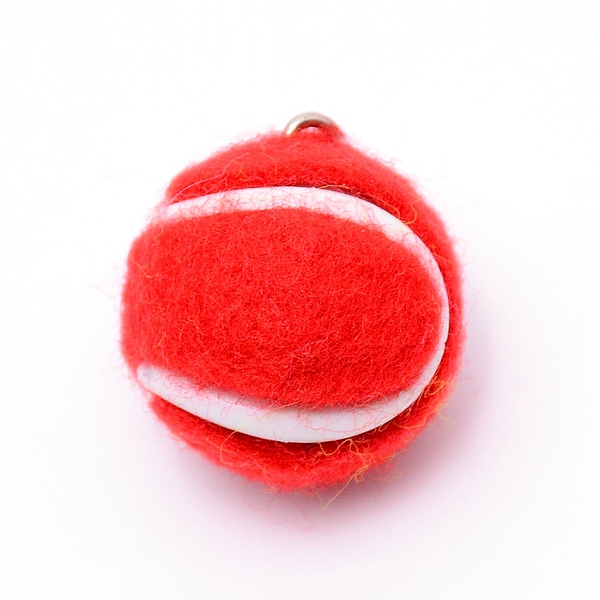 

PandaHall Cloth Fabric Pendants, with Platinum Tone Iron Loop, Tennis, Red, 7/8x3/4 inch(22x19mm), Hole: 2mm Fibre Sports Red