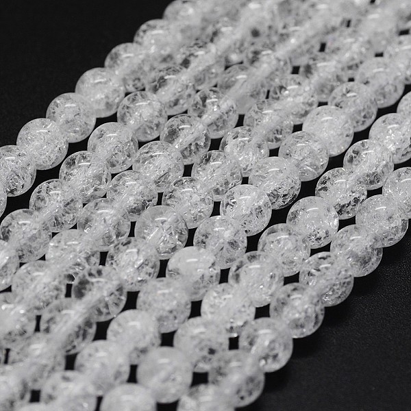 

PandaHall Natural Crackle Quartz Beads Strands, Round, 6mm, Hole: 0.8mm, about 65pcs/strand, 15.7 inch Crackle Quartz Round