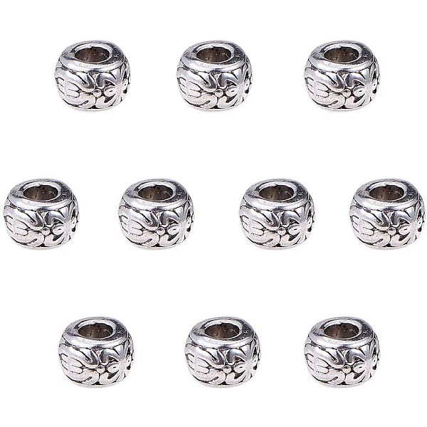 PandaHall 100pcs Large Hole Spacer Beads Tibetan Alloy Antique Silver European Rondelle Spacers For Bracelet Necklace DIY Jewelry Making...