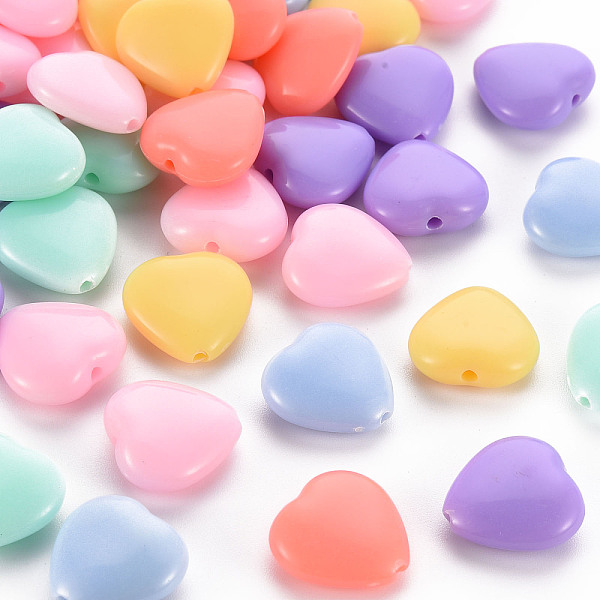 

PandaHall Opaque Acrylic Beads, Heart, Mixed Color, 13.5x14x6mm, Hole: 1.5mm Acrylic Heart Multicolor