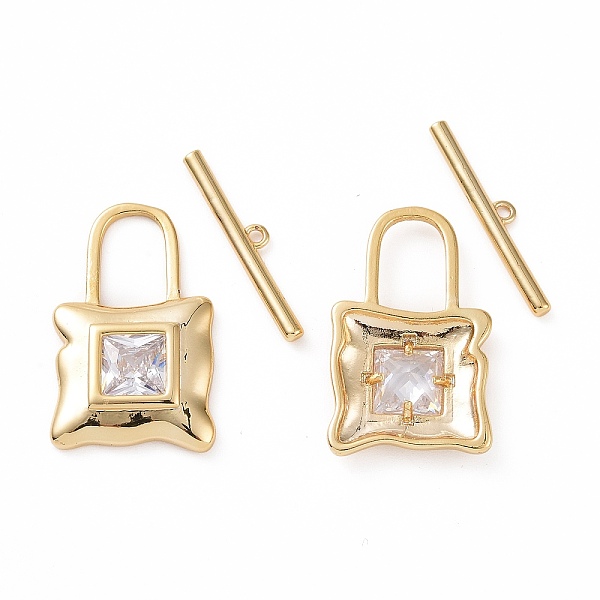 

PandaHall Brass Pave Clear Cubic Zirconia Toggle Clasps, Lock, Real 18K Gold Plated, Bar: 20.5x3.5x1.5mm, Hole: 1.2mm, Lock: 23.5x14.5x3mm...