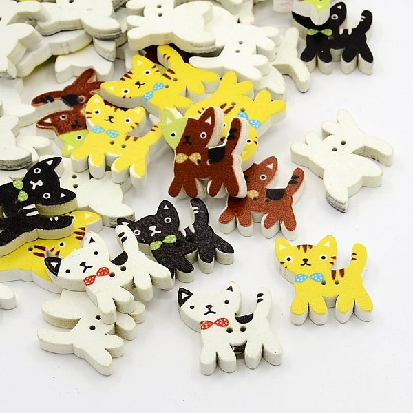 Cat Printed Wooden Buttons