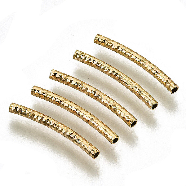 

PandaHall Brass Curved Tube Beads, Curved Tube Noodle Beads, Fancy Cut, Nickel Free, Real 18K Gold Plated, 19x2mm, Hole: 1.2mm Brass Tube