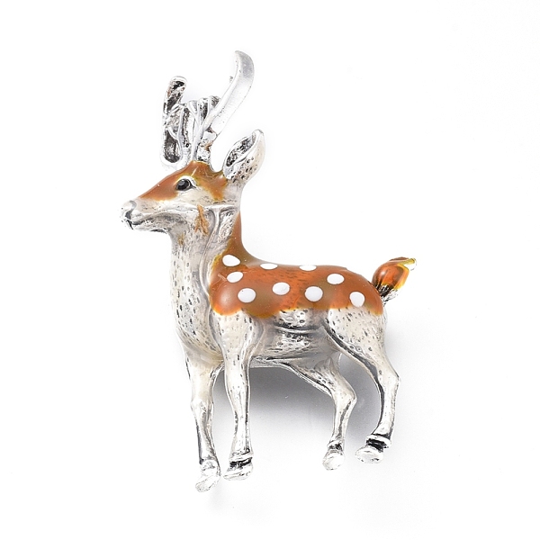 

PandaHall Alloy Brooches, with Enamel and Rhinestone, Deer, Antique Silver, 51.5x33.5x12.5mm, Pin: 0.8mm Alloy+Enamel Brown