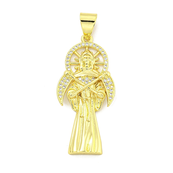 

PandaHall Rack Plating Brass Micro Pave Clear Cubic Zirconia Pendants, Cadmium Free & Lead Free, Long-Lasting Plated, Death, Real 18K Gold...