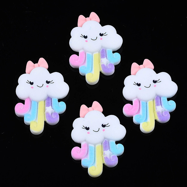 

PandaHall Opaque Resin Cabochons, Rubberized Style, Cloud with Bowknot, White, 32.5~34x22~23x5mm Resin Cloud White