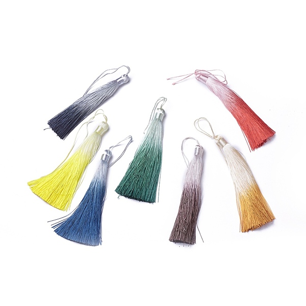 

PandaHall Polyester Tassel Big Pendant Decorations, Mixed Color, 125~130x27~30mm Polyester Multicolor