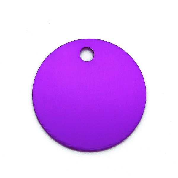 

PandaHall Colored Aluminum Pendants, Laser Cut, Double Sided Dog Pet Name Phone Number ID Tag Charm, Flat Round, Blue Violet, 20x1mm, Hole..., Purple